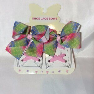 SOLD Girl Pink Pastel Bows with Pink Shoelaces Women Accessories